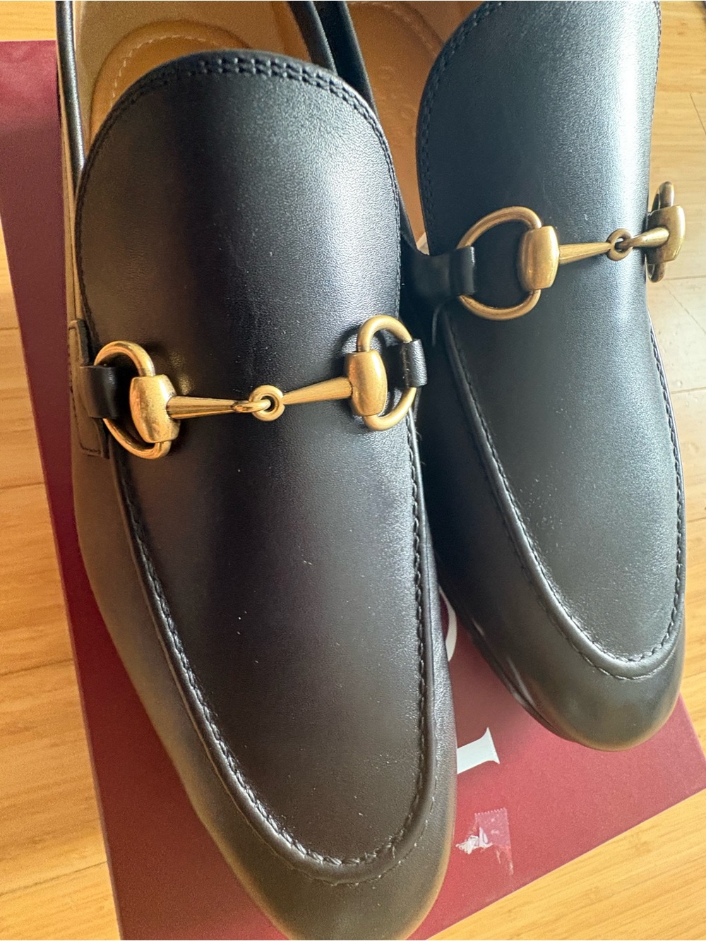 ✨ BNIB Authentic Gucci Men's Jordaan Black Leather Loafers 9+ US 10.5 ✨ - Picture 7 of 9